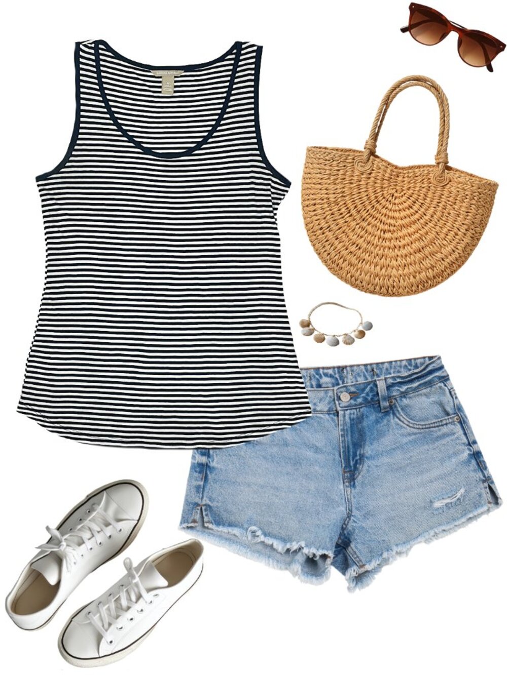 Navy White Stripe Scoop Neck Tank Top Rayon Blend Banana Republic M
